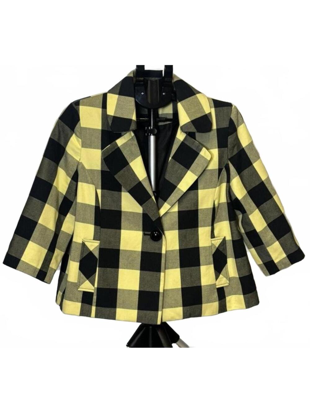 DFA 90S VTG M CLUELESS TRENDING GEORGIA BLAZER YELLOW & BLACK JACKET 100%COTTON